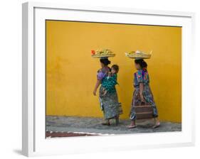 Women Carrying Basket on Head, Antigua, Guatemala-Keren Su-Framed Photographic Print