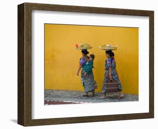 Women Carrying Basket on Head, Antigua, Guatemala-Keren Su-Framed Photographic Print