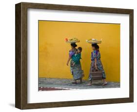 Women Carrying Basket on Head, Antigua, Guatemala-Keren Su-Framed Photographic Print