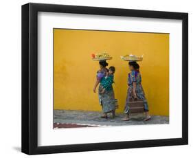 Women Carrying Basket on Head, Antigua, Guatemala-Keren Su-Framed Photographic Print