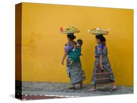 Women Carrying Basket on Head, Antigua, Guatemala-Keren Su-Stretched Canvas
