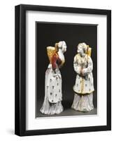 Women Carrying Baskets, Decorated in Maiolica Enamel, Low-Temperature Firing, 1755-1760-null-Framed Giclee Print