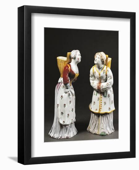 Women Carrying Baskets, Decorated in Maiolica Enamel, Low-Temperature Firing, 1755-1760-null-Framed Giclee Print