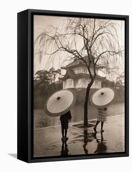 Women Carrying Japanese Umbrellas-James R. Young-Framed Stretched Canvas