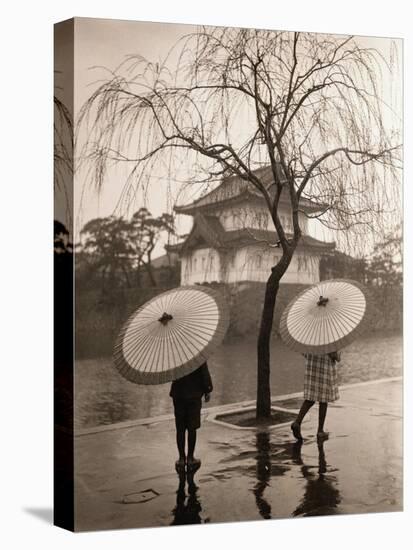 Women Carrying Japanese Umbrellas-James R. Young-Stretched Canvas