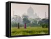Women Carrying Water Pots, Taj Mahal, Agra, India-Peter Adams-Framed Stretched Canvas