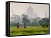 Women Carrying Water Pots, Taj Mahal, Agra, India-Peter Adams-Framed Stretched Canvas