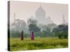 Women Carrying Water Pots, Taj Mahal, Agra, India-Peter Adams-Stretched Canvas