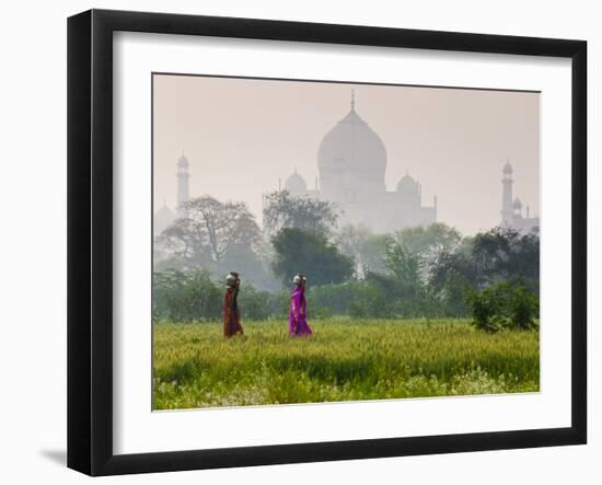 Women Carrying Water Pots, Taj Mahal, Agra, India-Peter Adams-Framed Photographic Print