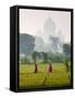 Women Carrying Water Pots, Taj Mahal, Agra, India-Peter Adams-Framed Stretched Canvas