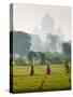 Women Carrying Water Pots, Taj Mahal, Agra, India-Peter Adams-Stretched Canvas