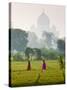 Women Carrying Water Pots, Taj Mahal, Agra, India-Peter Adams-Stretched Canvas