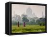 Women Carrying Water Pots, Taj Mahal, Agra, India-Peter Adams-Framed Stretched Canvas