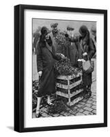 Women Choosing Bunches of Mistletoe, Caledonian Market, London, 1926-1927-null-Framed Giclee Print