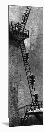 Women Climbing Ladders to Carry Coal Up a Mineshaft, Scotland, Early 19th Century-null-Mounted Giclee Print