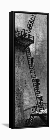 Women Climbing Ladders to Carry Coal Up a Mineshaft, Scotland, Early 19th Century-null-Framed Stretched Canvas