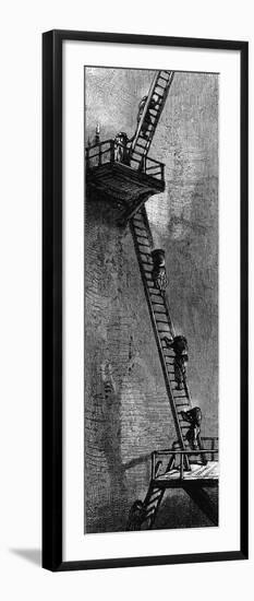 Women Climbing Ladders to Carry Coal Up a Mineshaft, Scotland, Early 19th Century-null-Framed Giclee Print