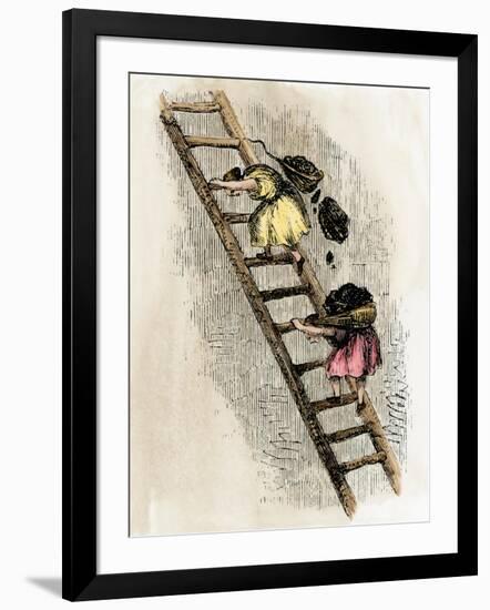 Women Coal-Bearers in the East Scotland Mines, 1850s-null-Framed Giclee Print