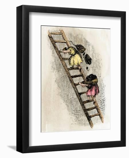 Women Coal-Bearers in the East Scotland Mines, 1850s-null-Framed Giclee Print