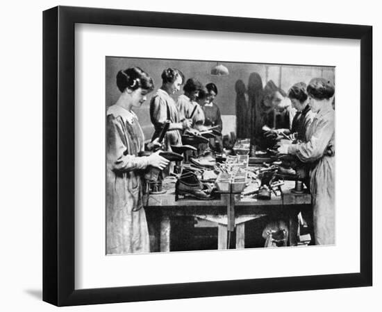 Women Cobblers Repairing Footwear for the War Effort, 1914-1918-null-Framed Premium Giclee Print