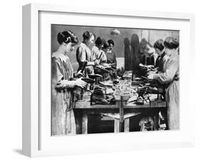 Women Cobblers Repairing Footwear for the War Effort, 1914-1918-null-Framed Giclee Print