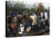 Women Collecting Water at the Dimma Refugee Camp, Ethiopia, Africa-D H Webster-Stretched Canvas