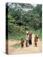 Women Coming Form the Fields, Assoumdele Village, Northern Area, Congo, Africa-David Poole-Stretched Canvas