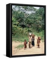 Women Coming Form the Fields, Assoumdele Village, Northern Area, Congo, Africa-David Poole-Framed Stretched Canvas