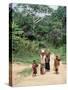 Women Coming Form the Fields, Assoumdele Village, Northern Area, Congo, Africa-David Poole-Stretched Canvas