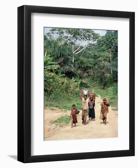 Women Coming Form the Fields, Assoumdele Village, Northern Area, Congo, Africa-David Poole-Framed Photographic Print