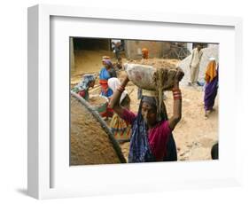 Women Construction Workers Prepare Concrete at a Site for a Multiplex Complex-null-Framed Photographic Print