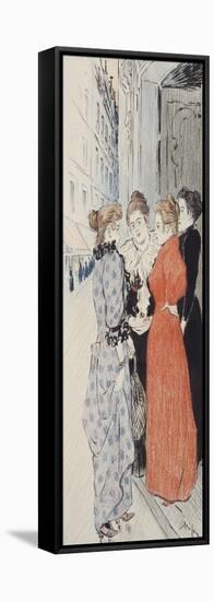 Women Conversing in the Street-Théophile Alexandre Steinlen-Framed Stretched Canvas