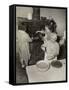 Women Cooking Spaghetti and Frying Chicken on an Old Stove for the Grape Festival-null-Framed Stretched Canvas