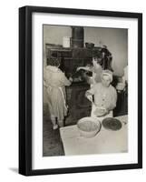 Women Cooking Spaghetti and Frying Chicken on an Old Stove for the Grape Festival-null-Framed Photo