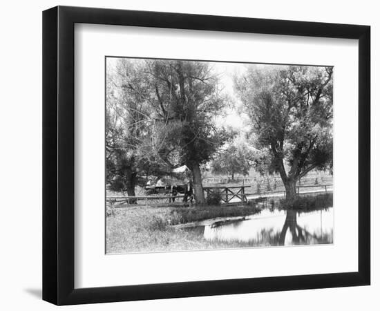 Women Crossing Bridge-null-Framed Photographic Print