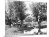 Women Crossing Bridge-null-Mounted Photographic Print