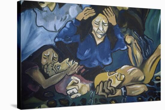 Women Crying in Front of Men in Chains, Mural in Orgosolo, Sardinia, Italy-null-Stretched Canvas