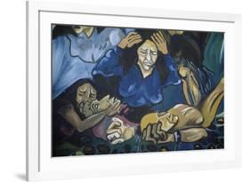 Women Crying in Front of Men in Chains, Mural in Orgosolo, Sardinia, Italy-null-Framed Giclee Print