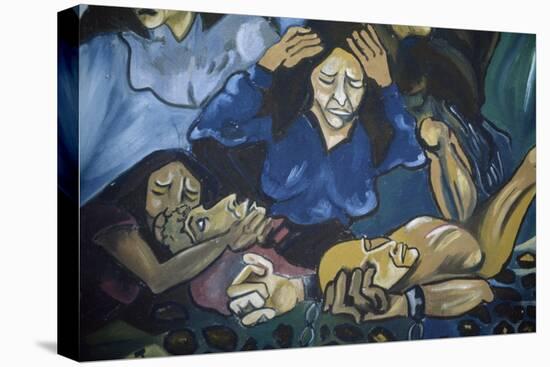 Women Crying in Front of Men in Chains, Mural in Orgosolo, Sardinia, Italy-null-Stretched Canvas