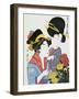 Women Cutting Chrysanthemums-null-Framed Giclee Print