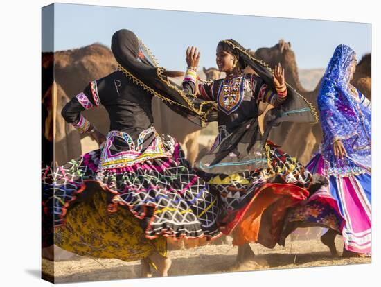 Women Dancers, Pushkar Camel Fair, Pushkar, Rajasthan State, India-Peter Adams-Stretched Canvas