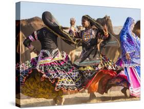 Women Dancers, Pushkar Camel Fair, Pushkar, Rajasthan State, India-Peter Adams-Stretched Canvas