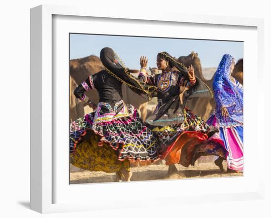 Women Dancers, Pushkar Camel Fair, Pushkar, Rajasthan State, India-Peter Adams-Framed Photographic Print