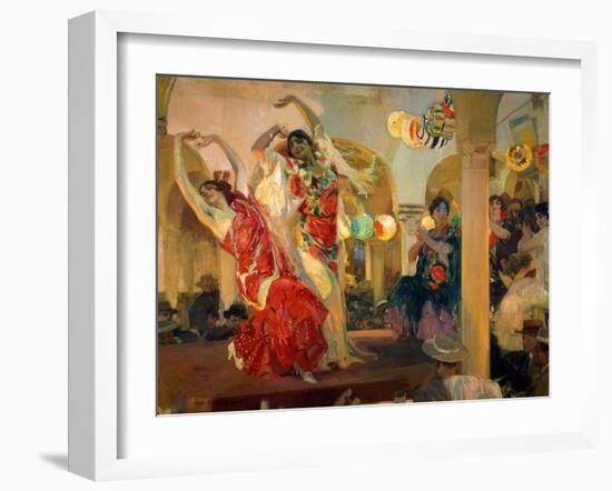 Women Dancing Flamenco at the Café Novedades in Seville, 1914-Joaquín Sorolla y Bastida-Framed Giclee Print