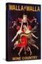 Women Dancing with Wine - Walla Walla, Washington-Lantern Press-Stretched Canvas