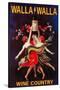 Women Dancing with Wine - Walla Walla, Washington-Lantern Press-Stretched Canvas