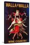 Women Dancing with Wine - Walla Walla, Washington-Lantern Press-Stretched Canvas