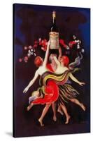 Women Dancing with Wine-Lantern Press-Stretched Canvas