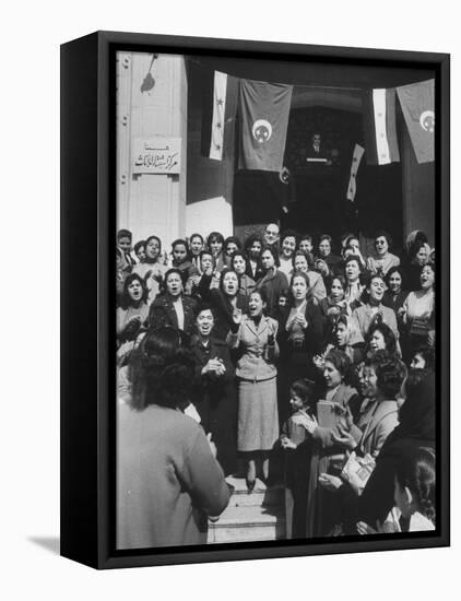 Women Demonstrating for the Right to Vote-James Whitmore-Framed Stretched Canvas