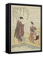 Women Disembarking from a Boat, C. 1767-Suzuki Harunobu-Framed Stretched Canvas